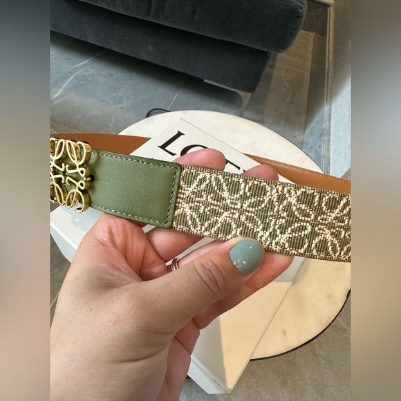 Loewe Canvas Belt Anagram Green Cotton-Blend and Leather Size 85 or EUR 36 - Picture 8 of 13